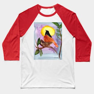 A Bird Sitting on Nest Against the Sunset Baseball T-Shirt